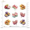 Marakuja, arbuz, pitaja, papaja, granat, guawa, akwarela